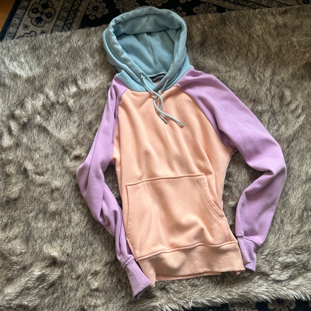 Cream and Purple Colorblock Sweater